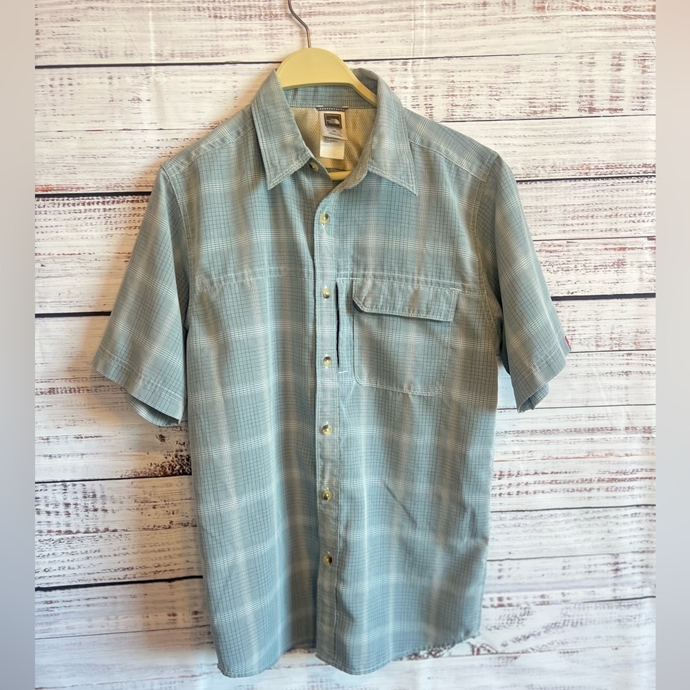 THE NORTH FACE MENS SHORT SLEEVE BUTTON DOWN PLAID SHIRT SIZE S
